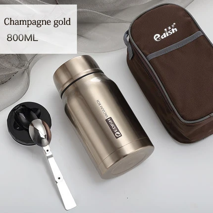 Champagne Gold Термос для еды с контейнерами, колба из нержавеющей стали, термос с изоляцией, портативные термосы для супа, Ланч-бокс, ложка - Цвет: Champagne Gold