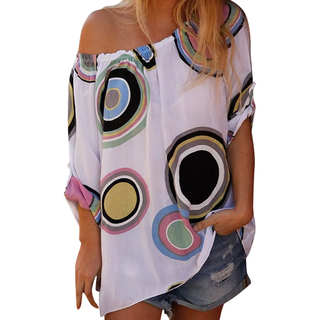 C Женские топы и блузки Mujer De Moda плюс размер S-4XL Tunique Femme Blusas Mujer летняя блузка с открытыми плечами блузка блузкиз4 - Цвет: C