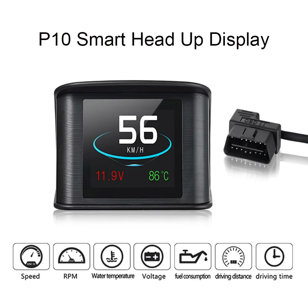 Смарт P10 головой вверх Дисплей автомобиля OBD2 читатель кода цифровой манометр