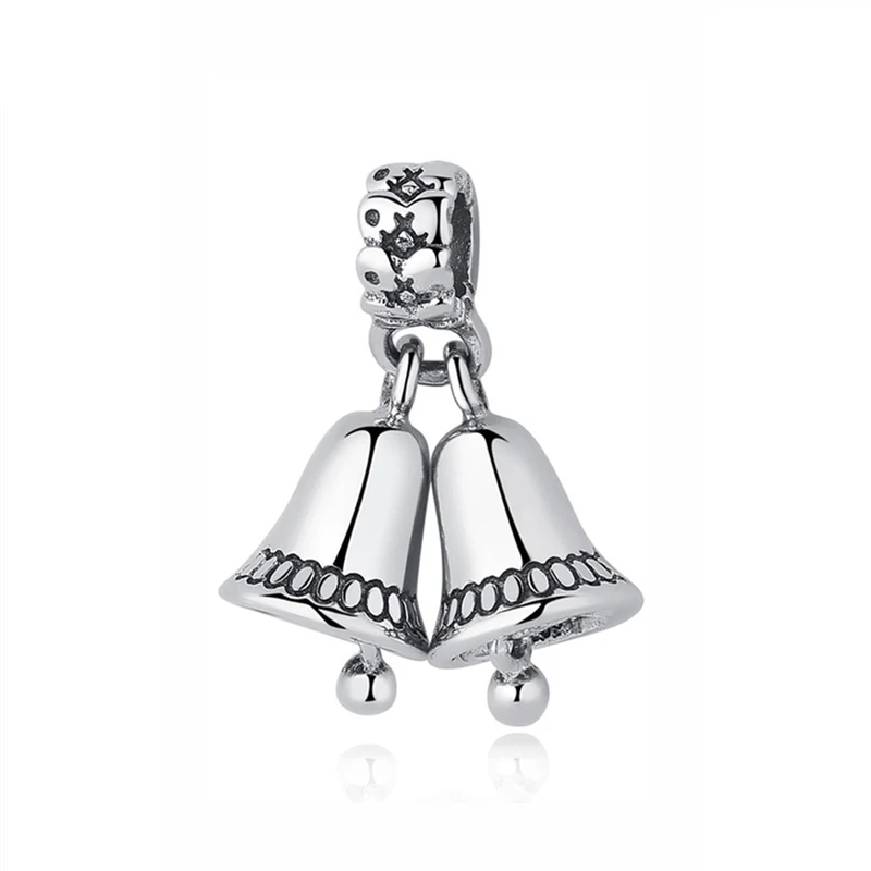 Bells Аутентичные 925 Серебряный Бисер Очарование Праздник Рождественская елка Санта талисманы в виде северного оленя Fit Pandora Браслеты Женские DIY ювелирные изделия - Цвет: Bells