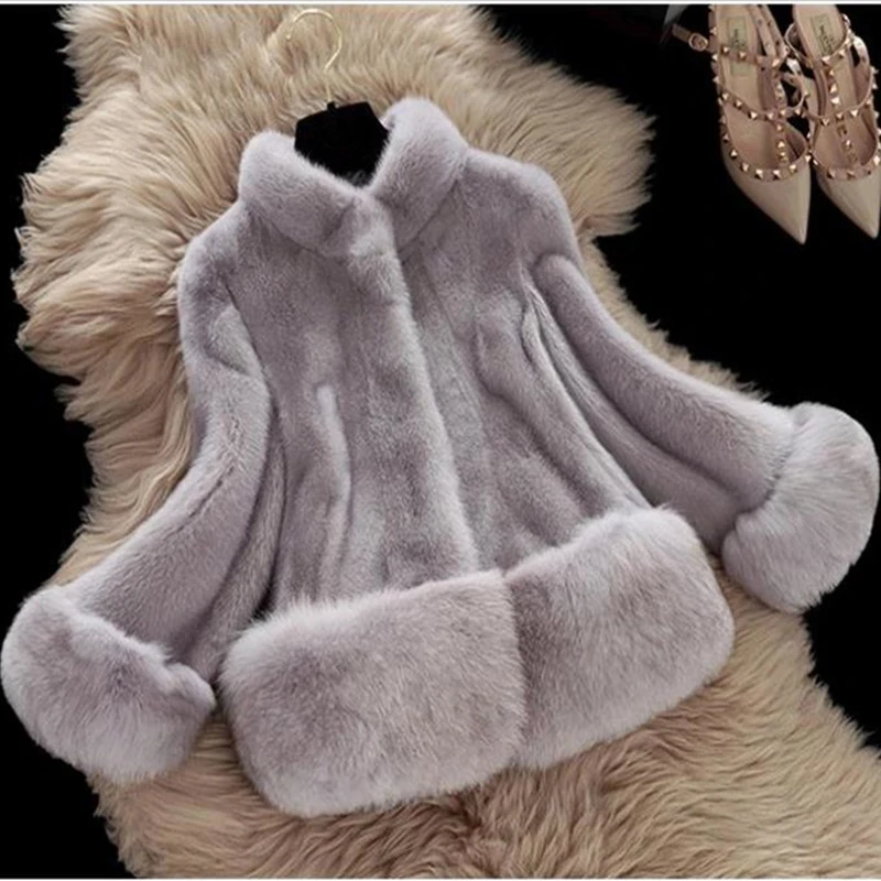 Женское пальто из искусственного меха кролика короткая розовая куртка норки в