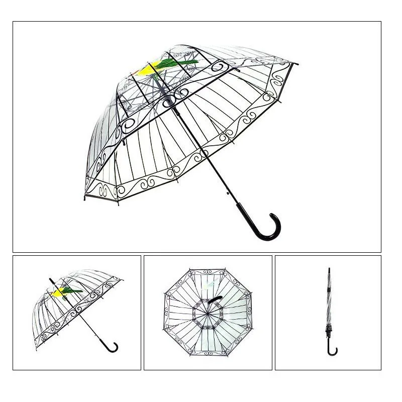 Прозрачный зонтик с длинной ручкой женские зонты для дождя женский зонт-трость