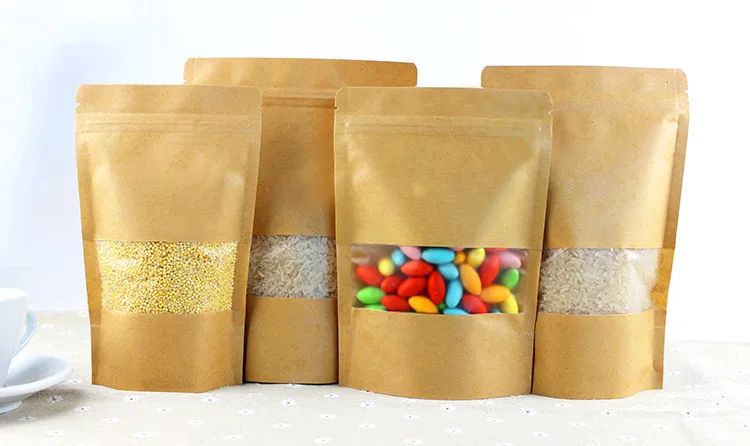 14*20 + 4 см стоьте вверх коричневый крафт бумага матовый мешок окна дой Пак с