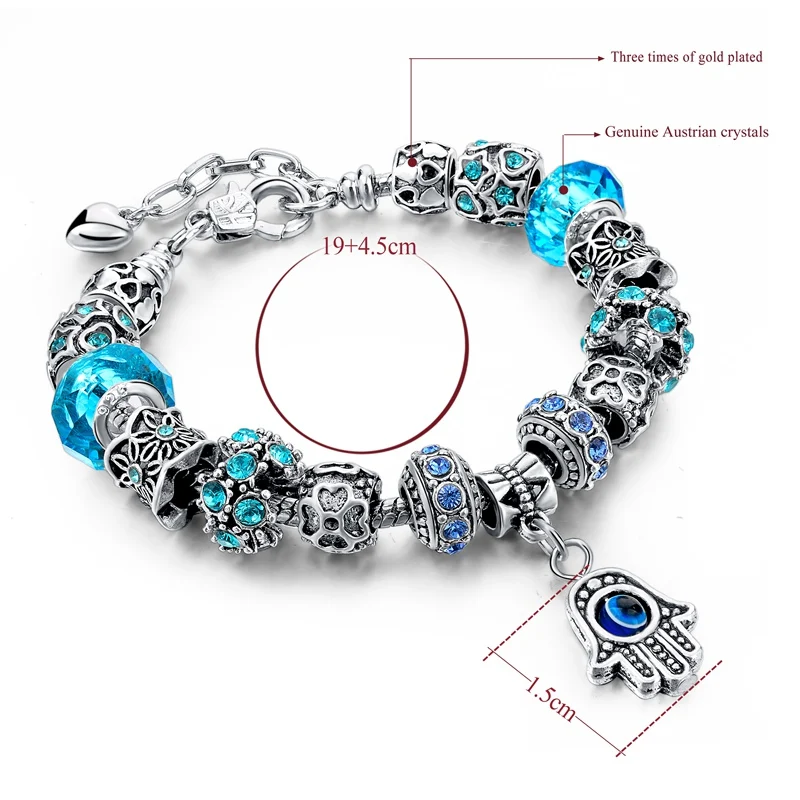 Женский браслет сглаза модель 2019 года модные синие женские браслеты и обручи