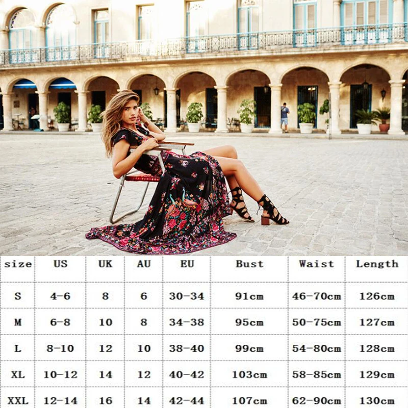 Женское длинное платье с v образным вырезом пляжное винтажным принтом лето