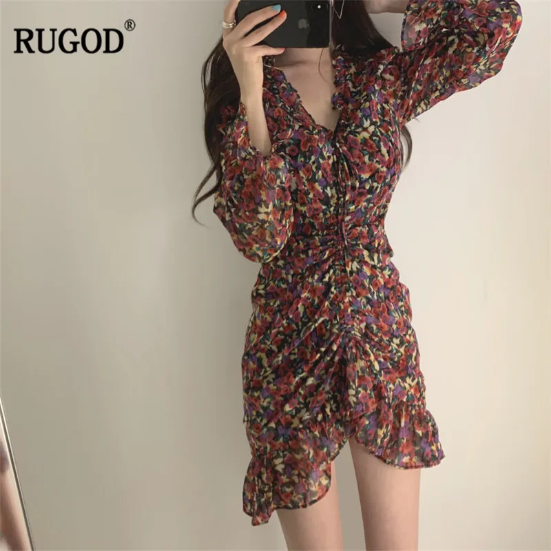 RUGOD/женское платье с цветочным принтом элегантное мини-платье в богемном стиле