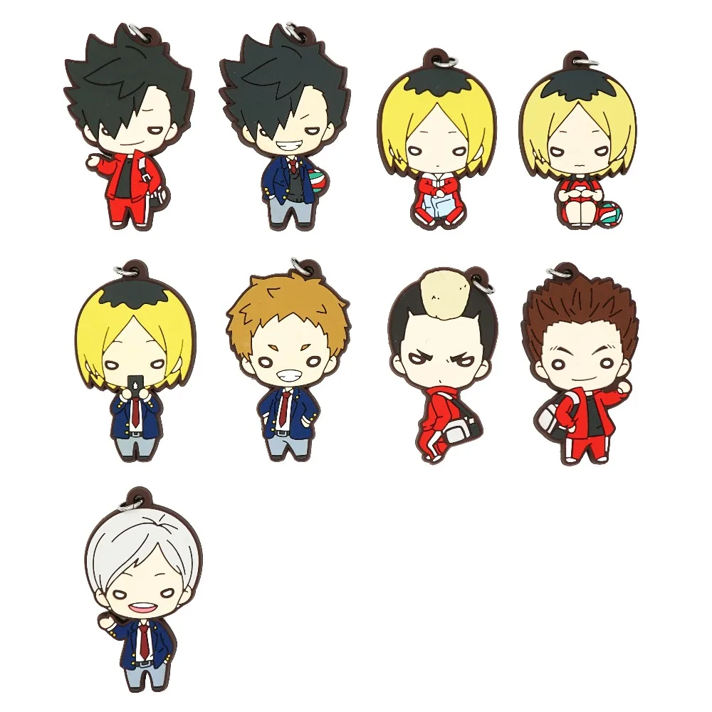 Haikyuu! Брелок в стиле аниме Nekoma High School Kuroo Tetsurou Kozume Kenma Beaneye резиновый | Украшения и