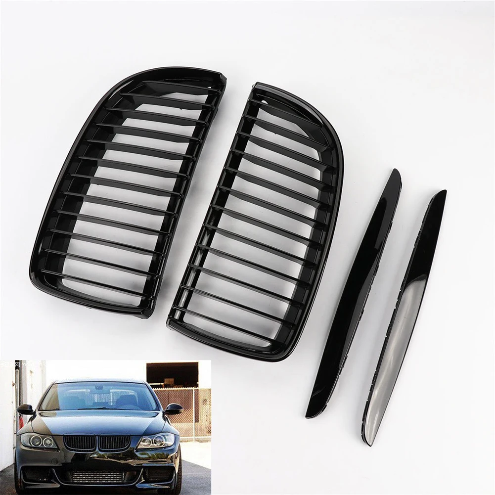 Черный глянец передная решетка для BMW Седан 2005-2008 4D одинарный проволочный чистая