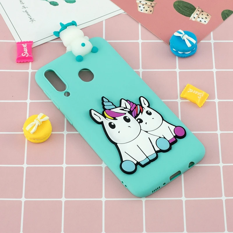 Силиконовый чехол с 3D единорогом для Samsung A40 милый мультяшными игрушками телефона