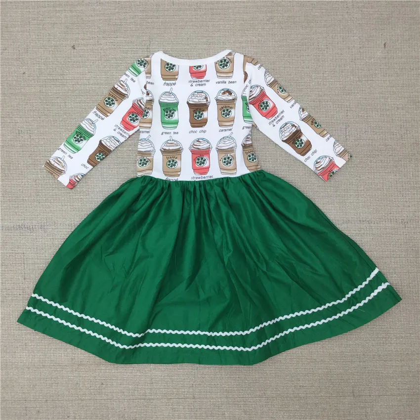 Baby Girls Long-sleeved Dress Girl Cotton Casual Dresses Girl's Coffee Cups Princess 2022 New Fashion 25 | Детская одежда и