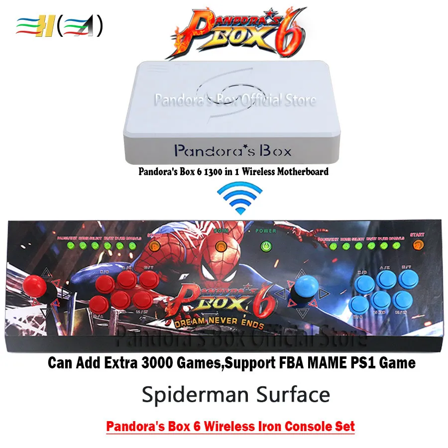 3а оригинальная игра Pandora's Box 6 1300 в 1 беспроводной аркадный джойстик 2 игрока железная консоль Комплект HDMI VGA usb для ПК ТВ ps3 Tekken