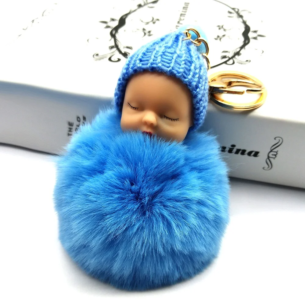 blue Искусственный кроличий мех мяч домашний ключ помпон крючки Pom ключ "помпон" спальный ребенок сумка с украшением крючки держатель ключа сумка кулон ювелирные изделия - Цвет: blue