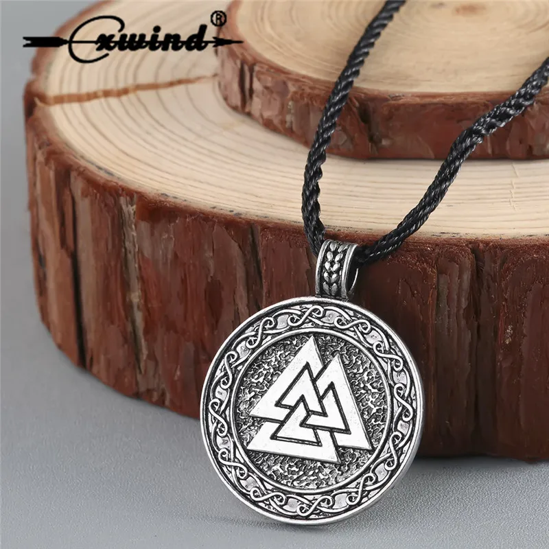 

Cxwind Retro The Valknut Viking Necklace Pendant Scandinavian Norse Vikings Symbol Charms Knot Cross Necklaces Talisman Jewelry