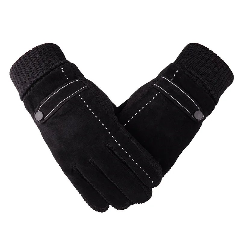 White line black SHOWERSMILE мужские перчатки из свиной кожи зимние из натуральной кожи черные коричневые теплые мужские перчатки брендовые Кожаные Мотоциклетные для мужчин - Цвет: White line black