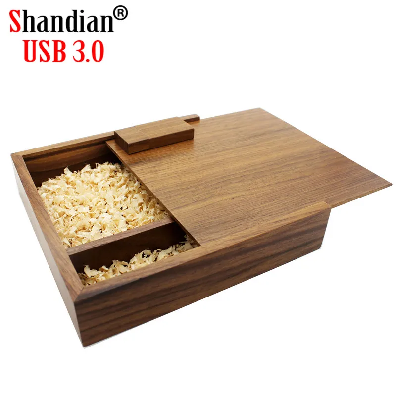 Walnut box SHANDIAN USB 3,0 бесплатный логотип клен фотоальбом usb+ коробка usb флэш-накопитель 4 ГБ~ 64 Гб фотография свадебный подарок 170*170*35 мм - Цвет: Walnut box