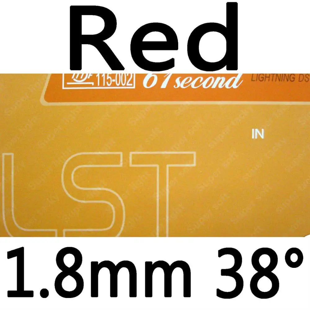 red 1.8mm H38 61second молния DS LST супер липкий накладки Резина с губкой на ракетки для настольного тенниса - Цвет: red 1.8mm H38