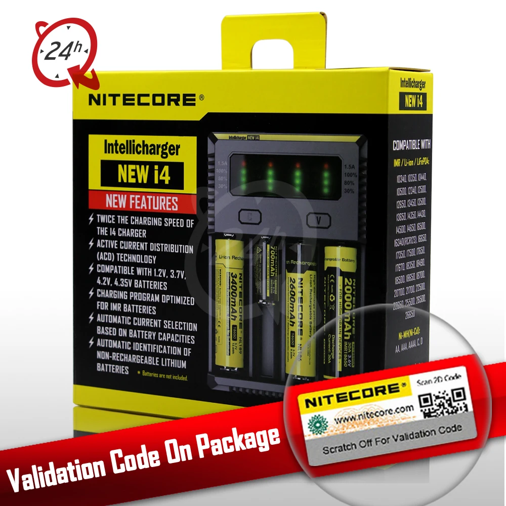 Nitecore D4 D2 I4 I2 зарядное устройство ЖК-дисплей интеллектуальная литий-ионная Зарядка 18650 14500 26650 16340 AA AAA батареи