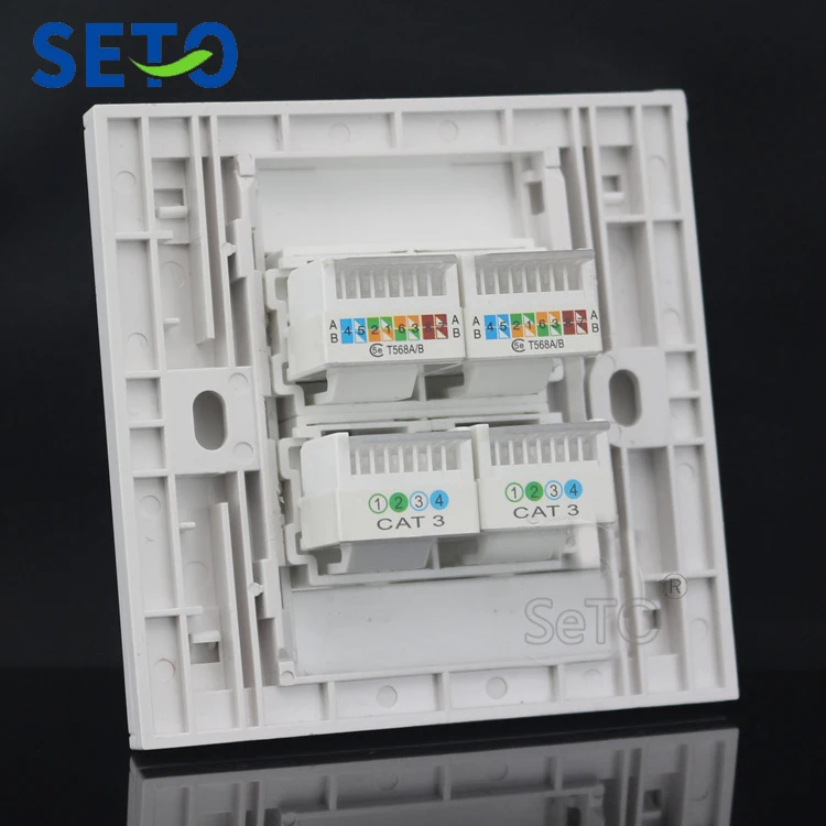 SeTo 86 Тип Двойная сеть RJ45 Cat5e и двойная телефонная панель RJ11 Cat3 настенная розетка