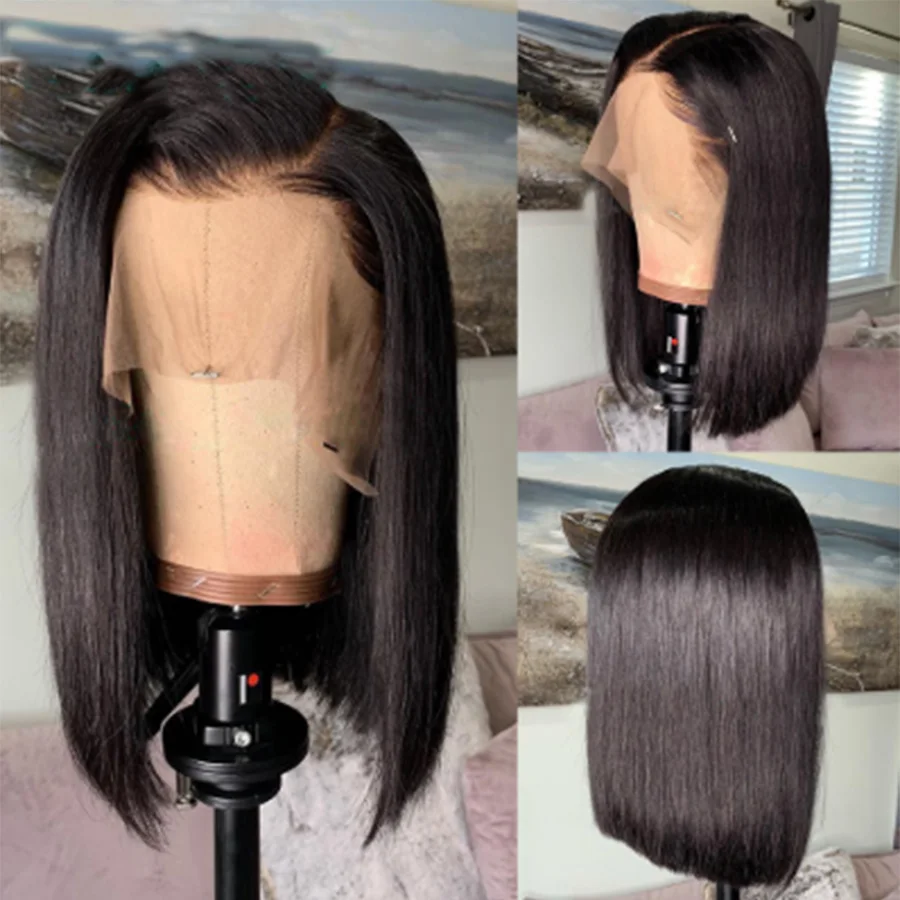 Remy 13*4 бразильские человеческие волосы на кружеве парики прямые отбеленные узел