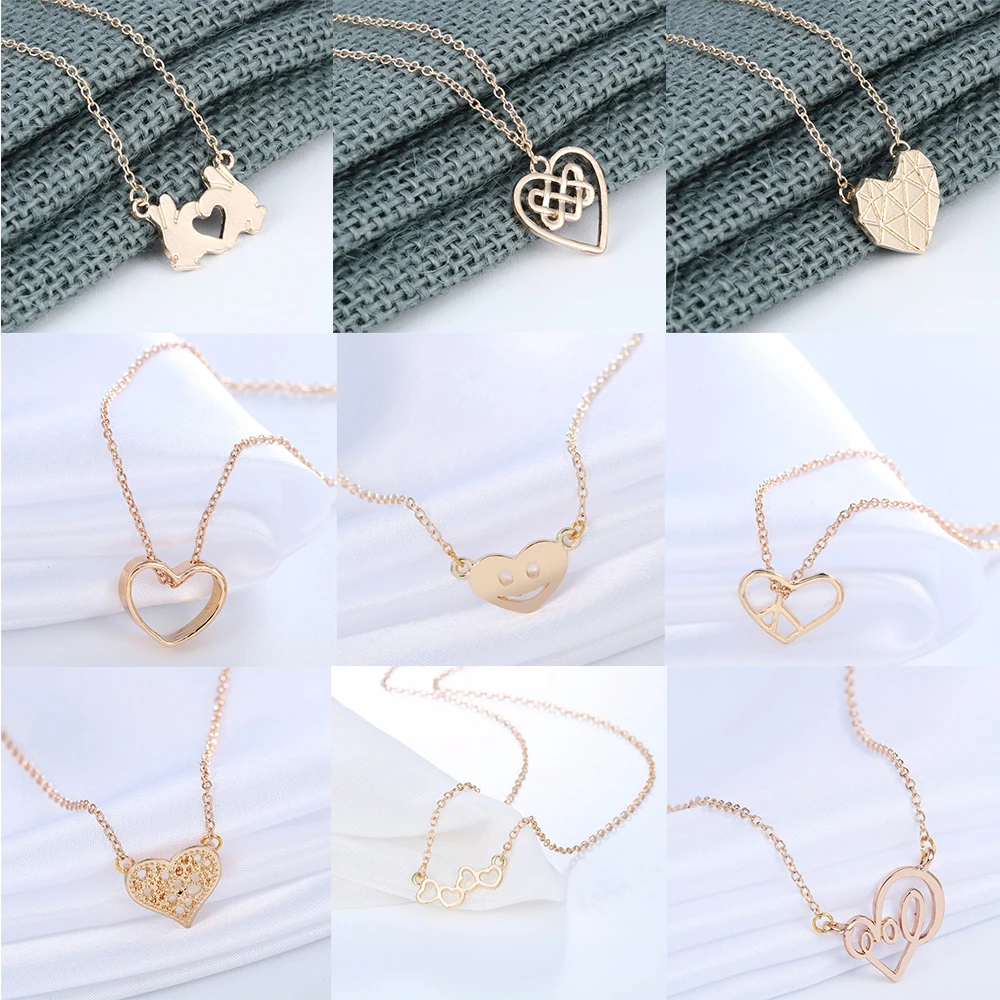 Cxwind Fashion Love Heart Pendants Necklaces for Women Golden Chain Necklace Jewelry Valentines Party Girl Gift collares | Украшения и