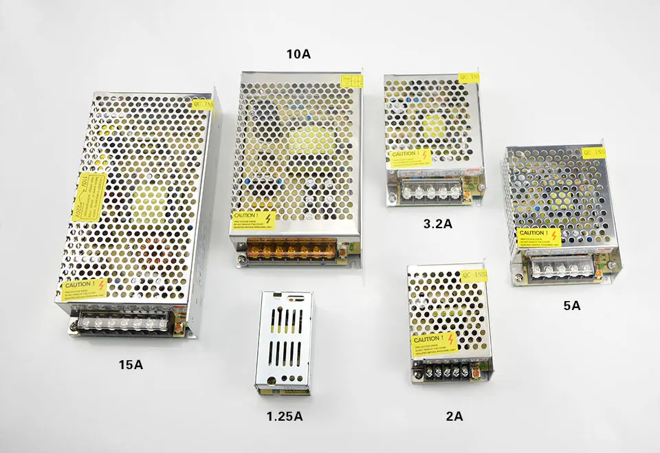 Алюминий чехол трансформаторы AC110V 220V постоянного тока до DC12V 1A 2A 3A 5A 8.5A 10A 15A 20A переключатель Питание для Светодиодные ленты света