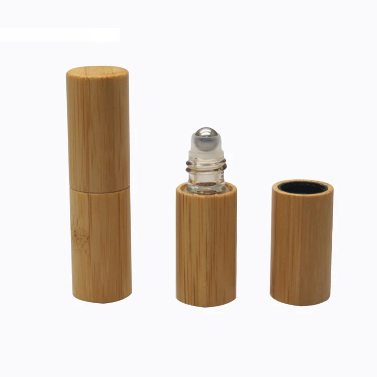 

200pcs 5ml Brown/Clear Glass Essential Oil Roll On Bottle with Bamboo Shell Glass/Steel Roller Ball Eye Cream/Acne removing Vial