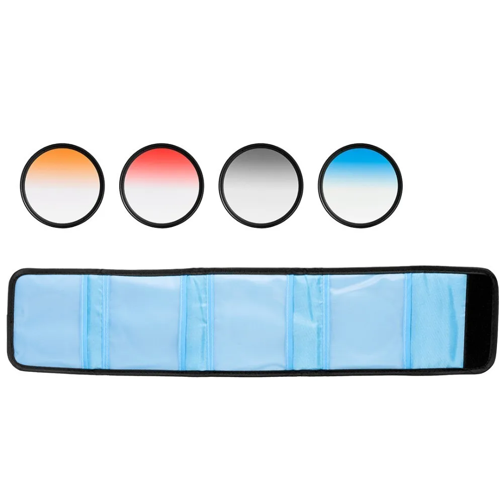 BLUE RED GRAY ORANGE BAODELI Серый Оранжевый Синий Красный нейтральный градиентный фильтр концепция 49 52 55 58 62 67 72 77 82 мм для Canon 77d Nikon sony A6000 аксессуары - Цвет: BLUE RED GRAY ORANGE