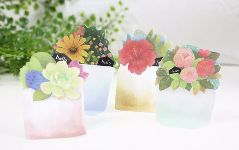 4 шт./лот Солнечный цветок липкие Примечания Зеленый завод блокнот post it стикер