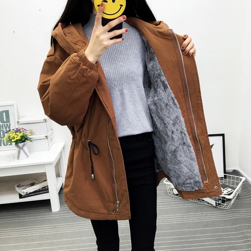 Женская длинная куртка с хлопковой подкладкой han edition для отдыха новинка 2018