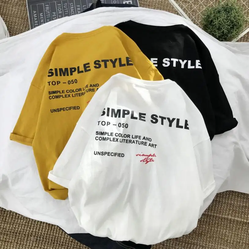 Мужская футболка с коротким рукавом в стиле хип хоп свободная принтом алфавита