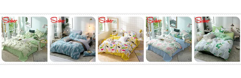 Sisher летнее постельное белье с узором из листьев, комплект, один двойной, queen King size, пододеяльник, наборы и наволочки, Чехлы, Capas De Edredon blue