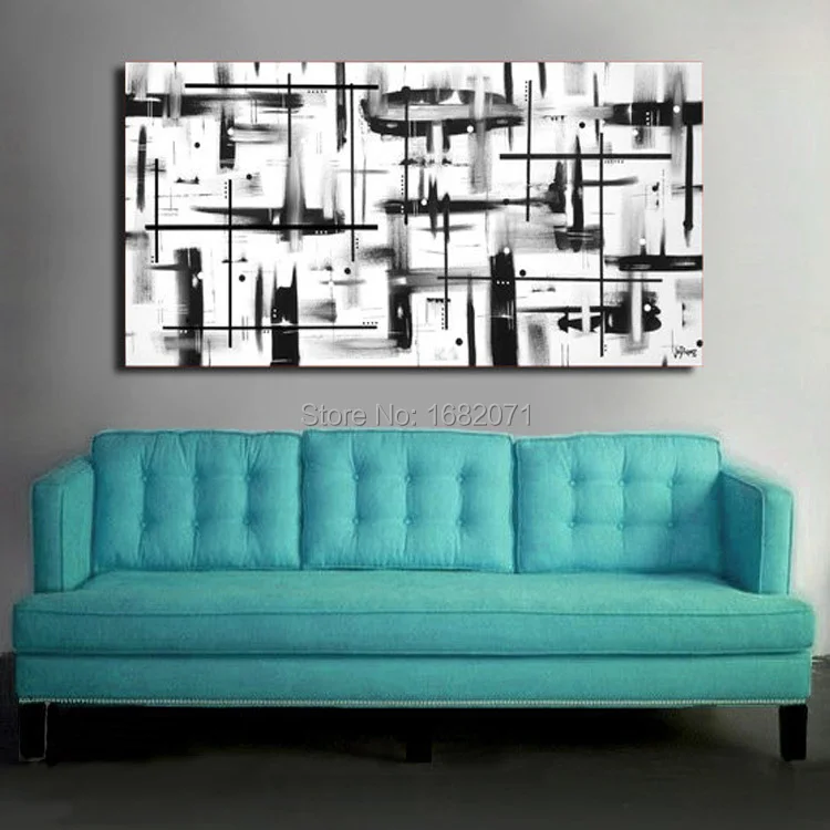 Абстрактная белая и черная масляная живопись высокие навыки ручная роспись для