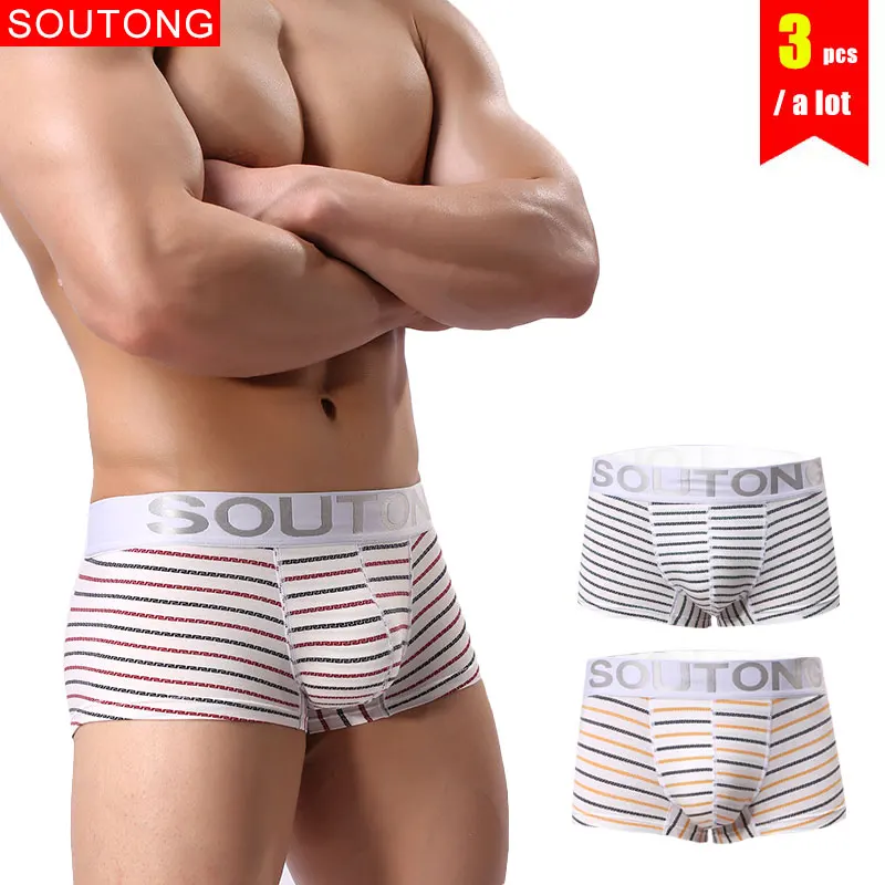 Soutong 2019 Мужское нижнее белье 3 шт./лот хлопок мужское трусы боксеры для мужчин в