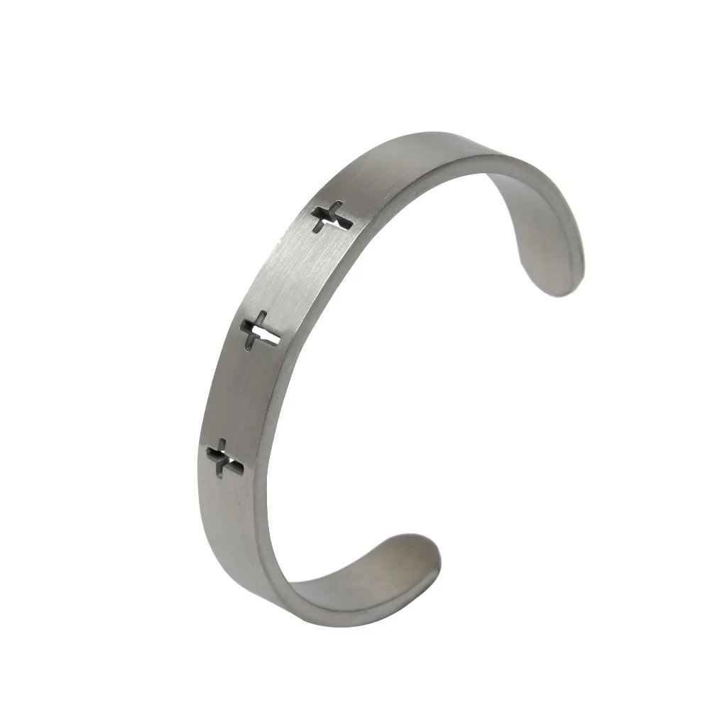 Stylish Stainless Steel Vintage Silver Hollow Out Cross Bracelet for Men Women Width Surface Bracelets Bangles Male Jewelry Gift | Украшения