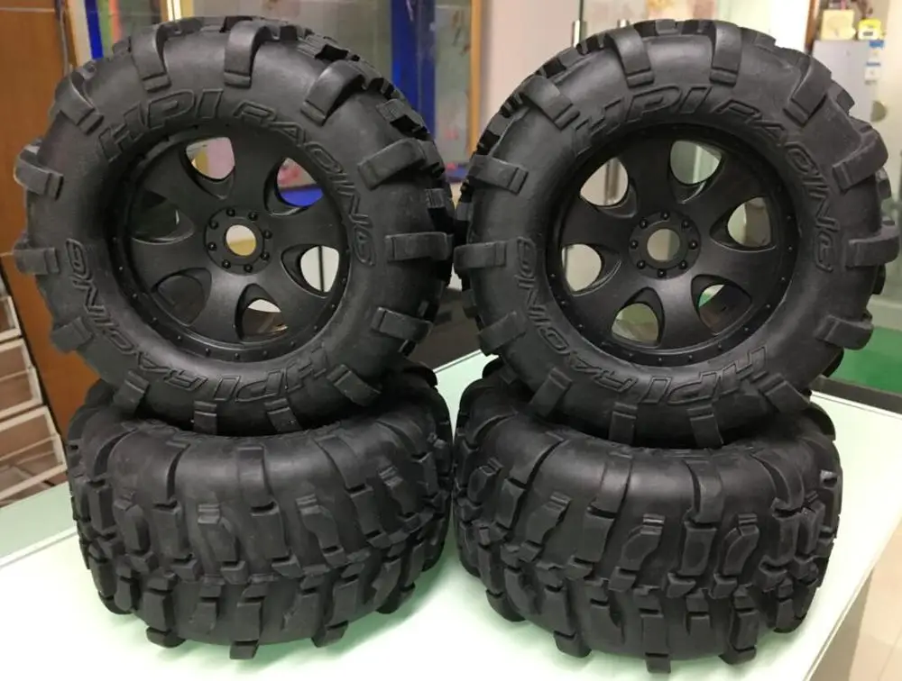 1/8 гоночный багги черный шесть спиц колеса комплект шин для HPI 4 6 XL флюс E REVO Hobao MT