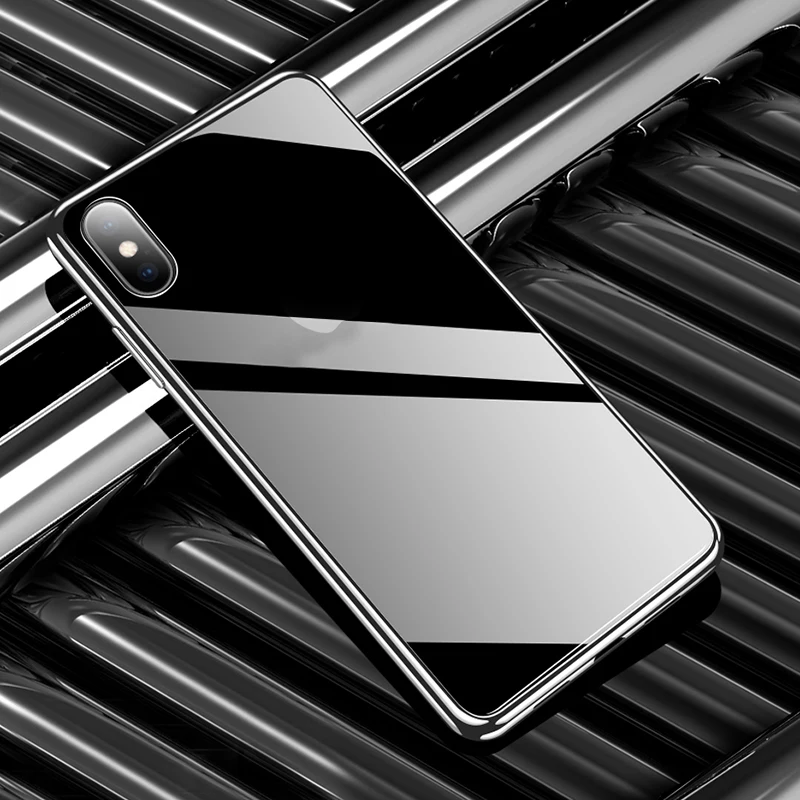 Модный стеклянный чехол с гальваническим покрытием для iphone XR Xs max логотипом рамка