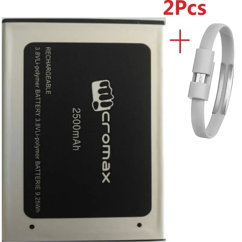2 шт. 2500 мАч батарея для Micromax D340 мобильный телефон замена батареи + Бесплатный