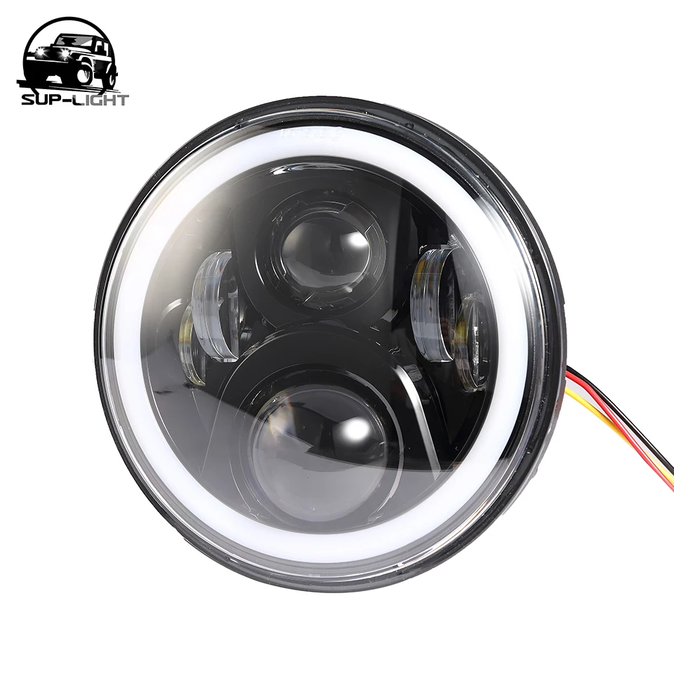 

7 inch moto led light turn light motorcycle 75W headlight with halo ring white for honda CB400 CB500 CB1300
