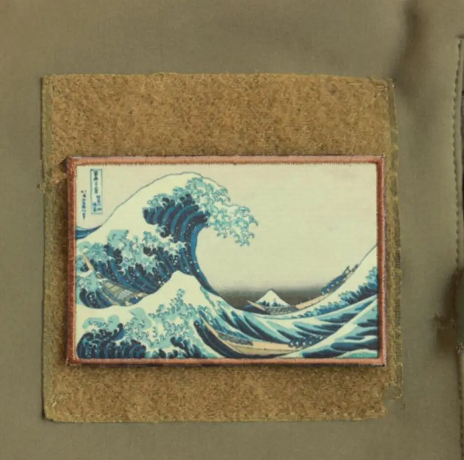Японская нашивка Kanagawa Ukiyoshi с рисунком волн тактический значок 9*6 см|Заплатки| |
