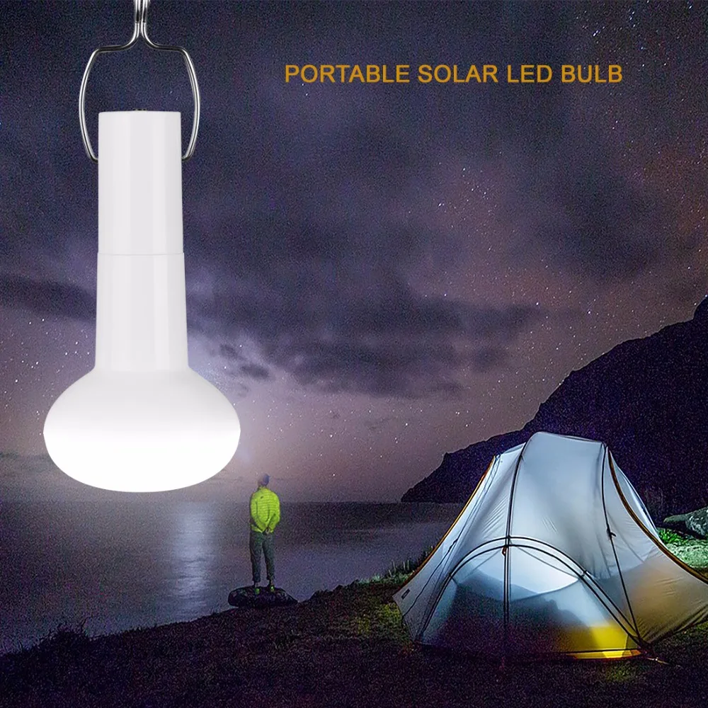

Portable Solar Powered Led Bulb Light Outdoor Solar Energy Lamp Lighting for Hiking Fishing Camping Tent White