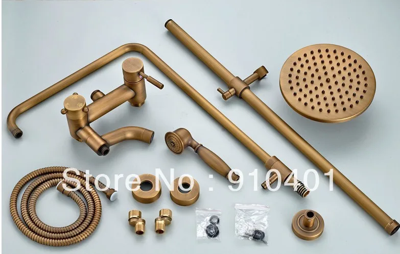 Wholesale And Retail Promotion NEW Antique Brass Wall Mounted Rain Shower Faucet Set Swivel Bathtub Mixer Tap | Дом и сад