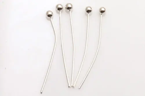 Silver Plated 100 шт. цвет серебристый, Золотой шаровой головкой шпильки конечные бусины в форме цветов 16/20 Вт, 30 Вт, 40/50 мм пакет точка штифты покрытого родием шаровой головкой из Желтой меди шпильки - Цвет: Silver Plated