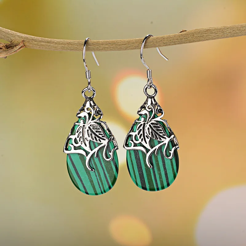 

Винтажные болтающиеся Серьги Boho с каплями воды, винтажный бирюзовый камень, длинные серьги для женщин, Bijoux Femme, подарки