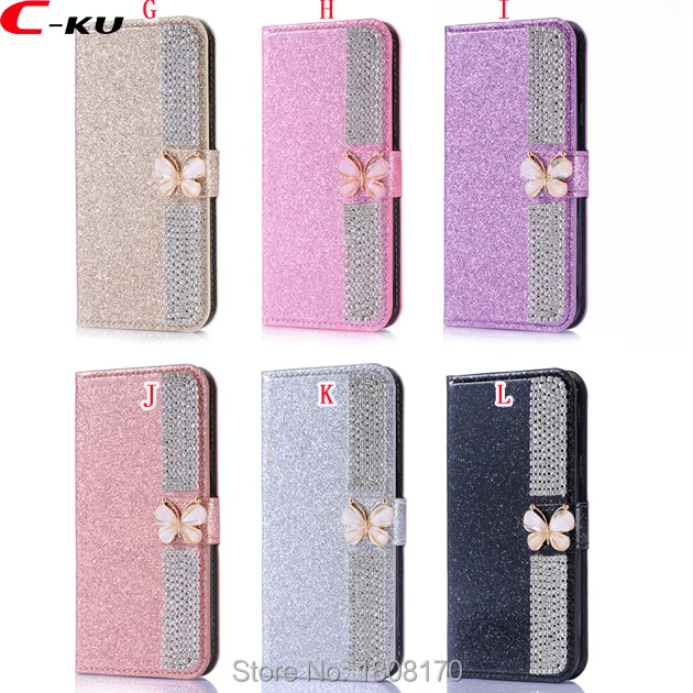 Кожаный чехол кошелек C ku Ku с блестящими бриллиантами для Samsung Galaxy S9 S8 Plus J330 J530 J730 S5