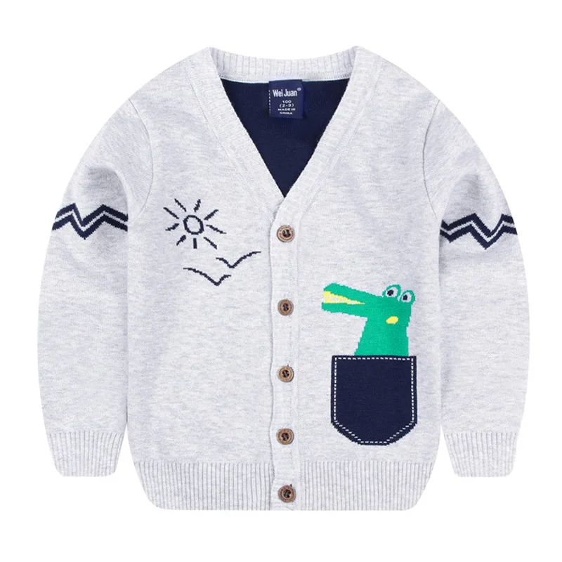 Jargazol Детский свитер 2018 осенне зимняя одежда для мальчиков кардиган с вышивкой - Фото №1