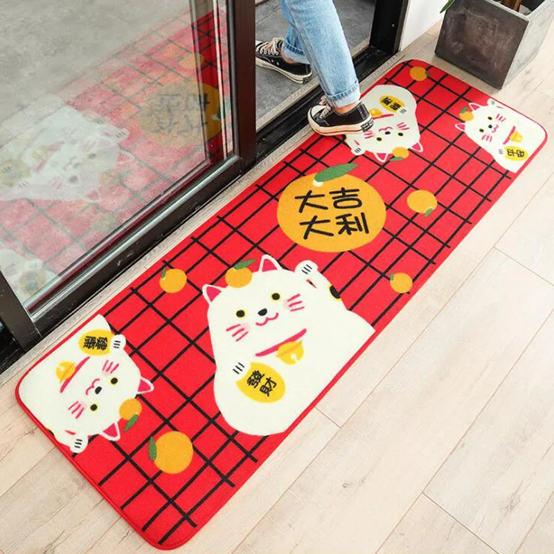 Lucky Cat Дизайн Мягкие Коврики Противоскользящие коврики красный коврик