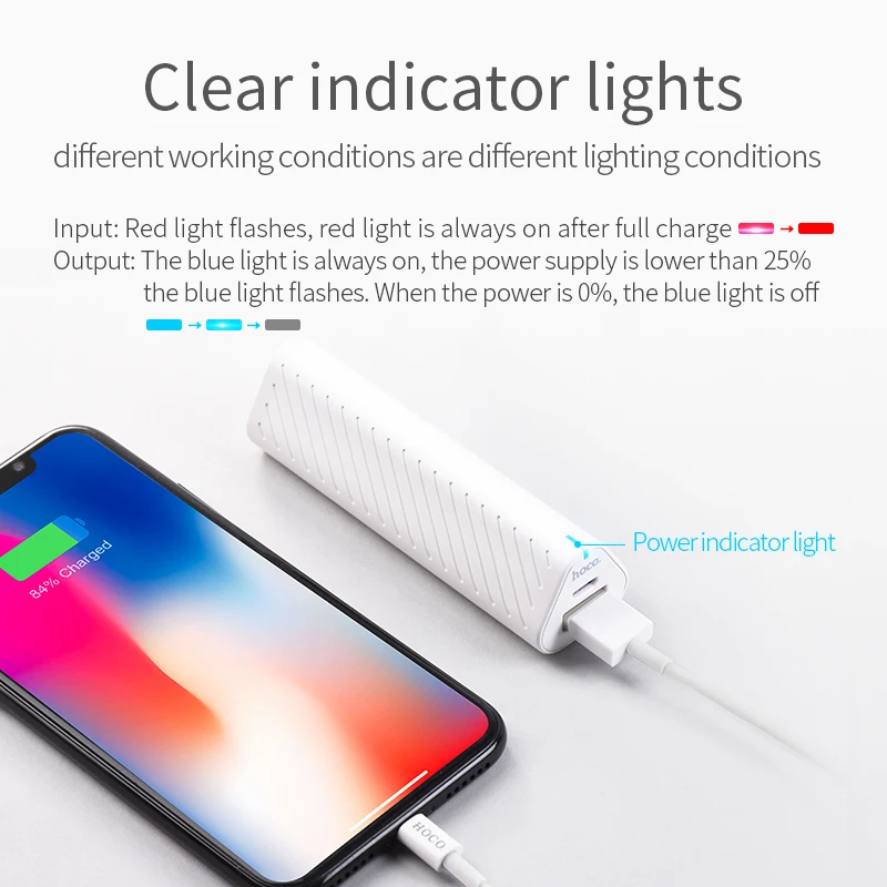 HOCO портативный внешний аккумулятор 2500 мАч легкий USB резервный зарядное