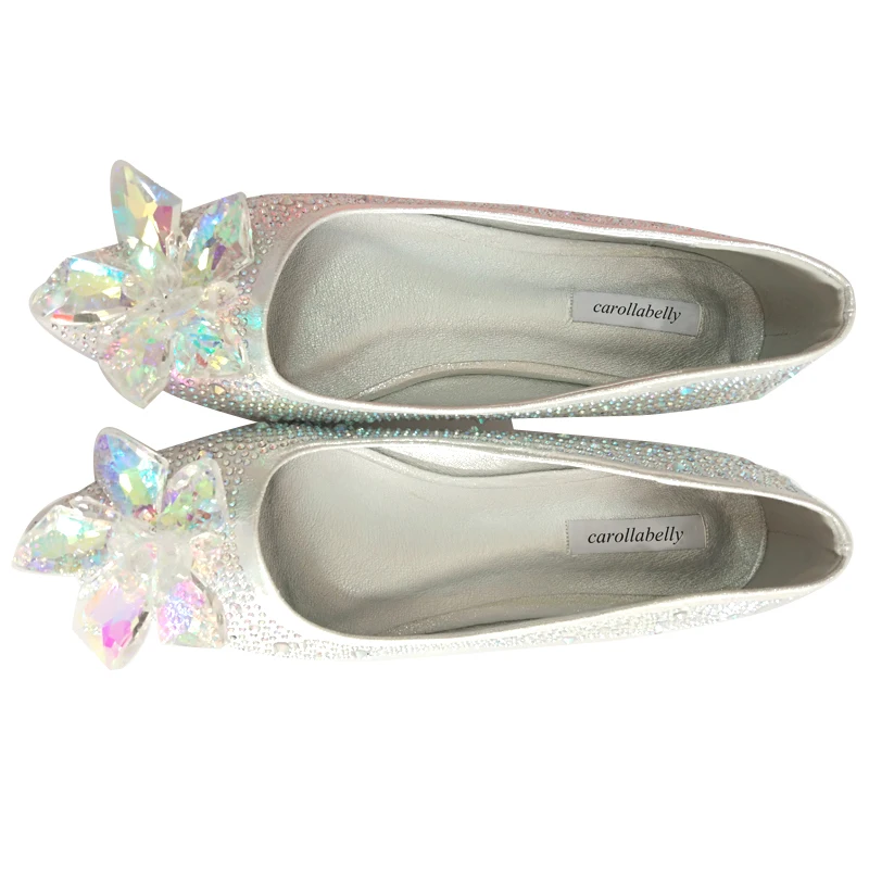 2021 Новый Золушки Стразы Женские туфли на плоской подошве Женственная Дамская