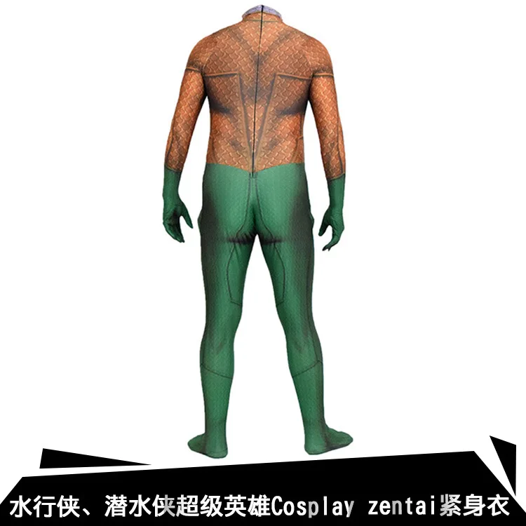 Аниме Супер Герой Костюмы аквамена Хэллоуин 3D печатных боди Zentai Костюм взрослых