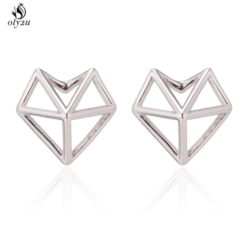 

Oly2u 2019 New Fashion Geometric Stud Earrings Puzzle Earrings Jewelry Stereo Triangle Hollow Earrings for Women SYED269